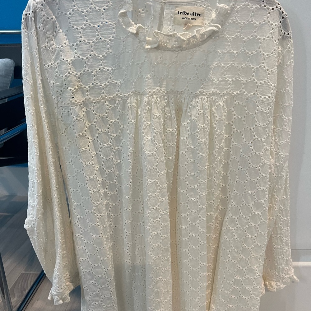 Tribe Alive Cream Lace Women's Top